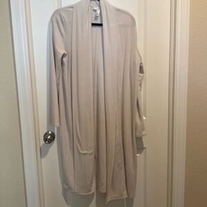 Halston long cream cardigan size medium